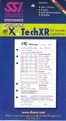 Betét - TechXR Divelog (50 merülés)