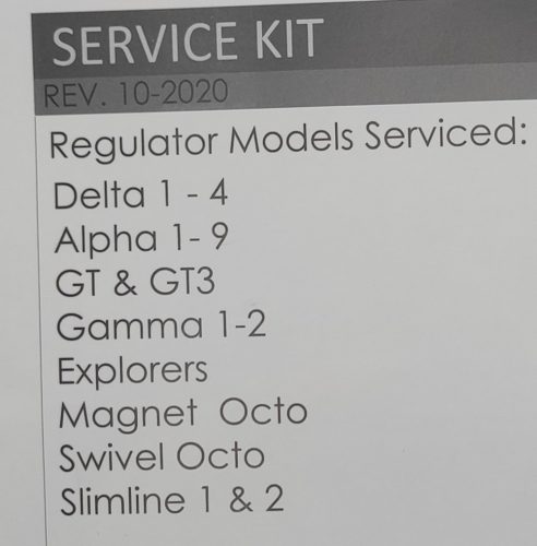 Oceanic Delta, Alpha, GT, Slimline 2nd Stage service kit