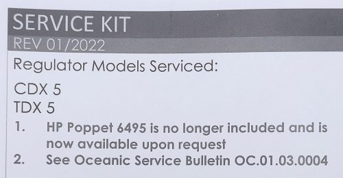 Oceanic 1st stage service kit CDX5