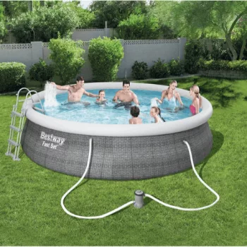   Bestway MARBELLA rattan-effect inflatable flange, soft-wall pool set 457x 107 cm