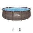 Bestway MYKONOS LUX with sand filter water pump, rattan effect, metal frame pool set 366 x 100 cm