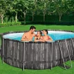 Bestway ESPIRITU wood effect oval metal frame swimming pool set 610 x 366 x 122 cm