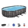 Bestway ESPIRITU wood effect oval metal frame swimming pool set 610 x 366 x 122 cm