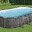 Bestway ESPIRITU wood effect oval metal frame swimming pool set 610 x 366 x 122 cm
