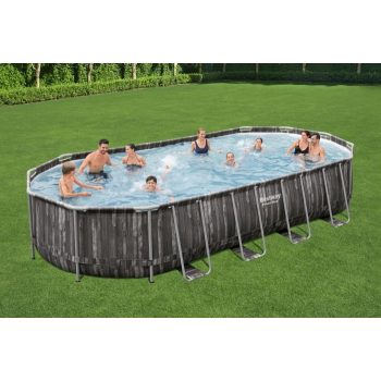   Bestway EDEN wood effect oval metal frame swimming pool set 732x366x122 cm