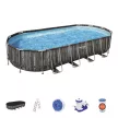 Bestway EDEN wood effect oval metal frame swimming pool set 732x366x122 cm