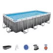 Bestway SANIBEL Gray rattan effect square metal frame pool set 5.49x2.74x1.22m