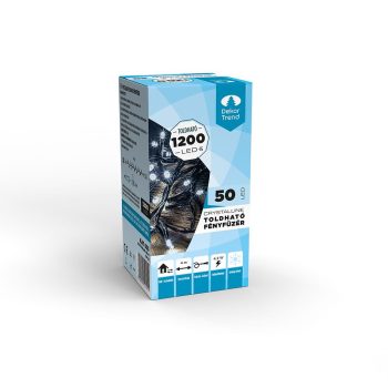   Crystalline extendable LED string light 4.0m with 50 COOL WHITE LEDs, black cable