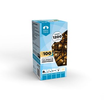   Crystalline extendable LED string light 8.0m with 100 WARM WHITE LEDs, black cable