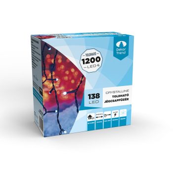   Crystalline extendable LED icicle string 2.0x0.9 m with 138 COOL WHITE LEDs, black cable