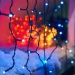 Crystalline extendable LED icicle string 2.0x0.9 m with 138 COOL WHITE LEDs, black cable