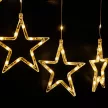 Crystalline extendable LED STAR light curtain, 120 x 80 cm, 120 WARM WHITE LEDs, transparent cable