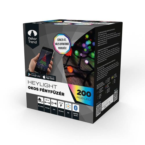Dekortrend Heylight smart light string, 120 RGB LEDs, black cable, 12 meters