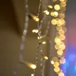 Árkád fényfüggöny, meleg fehér, átlátszó kábel, 2x2 méter, 220 LED