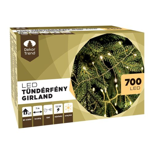 Fairy light garland, silver cable, warm white, 700 LEDs, 7 meters