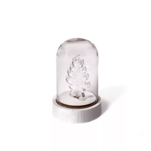 Pine tree glass table decoration, 9 cm, warm white, battery operated