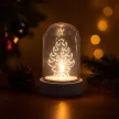 Pine tree glass table decoration, 9 cm, warm white, battery operated