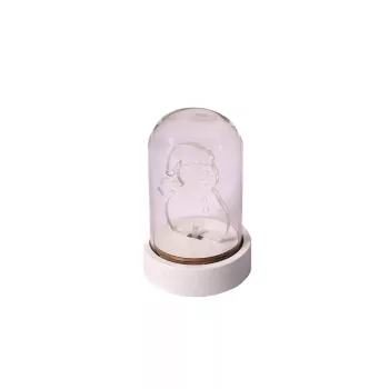   Snowman glass table decoration, 9 cm, warm white, battery operated