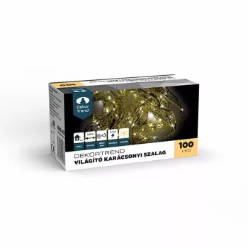   Illuminated Christmas gold ribbon, 100 LEDs, warm white, battery operated