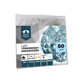   Fairy light decorative string, cold white, 50 LEDs, 5 meters, copper cable