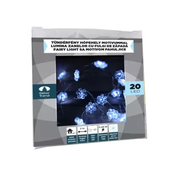   Fairy light with snowflakes, cold white, silver copper cable, 20 LEDs, 2 meters