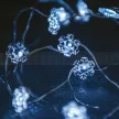 Fairy light with snowflakes, cold white, silver copper cable, 20 LEDs, 2 meters