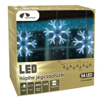   Hópihe jégcsapfüzér, hideg fehér, átlátszó kábel, 54 LED, 2,7 méter