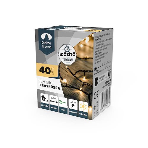 Dekortrend Basic 40 LED string lights with timer function, warm white, batteries
