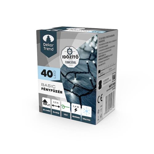 Dekortrend Basic 40 LED string lights with timer function, batteries, cool white