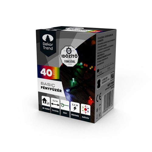 Dekortrend Basic 40 LED string lights with timer function, battery-powered, colorful