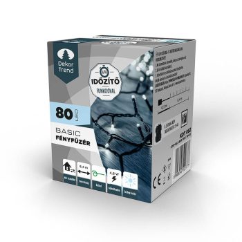   Dekortrend Basic 80 LED string lights with timer function, battery-powered, cold white